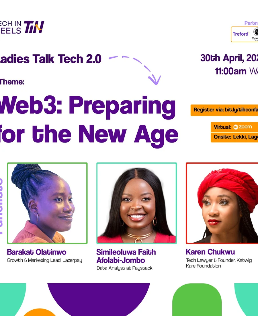 Tech in Heels Ladies Talk Tech speaker flyer featuring Barakat Olatinwo